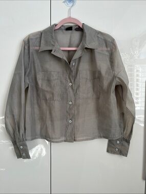 Levi's Sheer Button-Up Shirt in Light Grey, Size XS